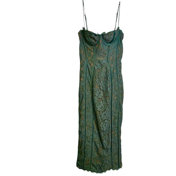 House of CB London Joelle Forest Lace Midi Dress Small Lined - Picture 4 of 11